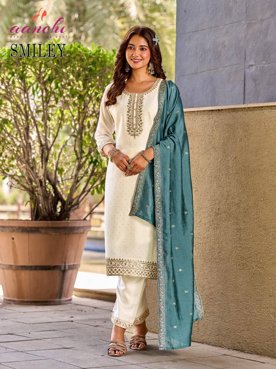 SMILEY By AANCHI Stylish Beautiful Colourful VICHITRA SILK Dresses At Wholesale Price